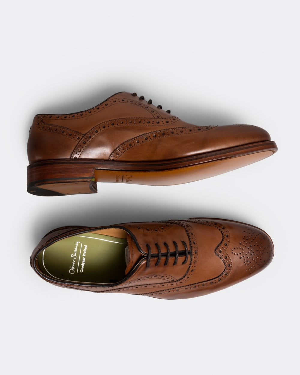 Oliver Sweeney Aldeburgh Mens Leather Brogue - Dark Tan