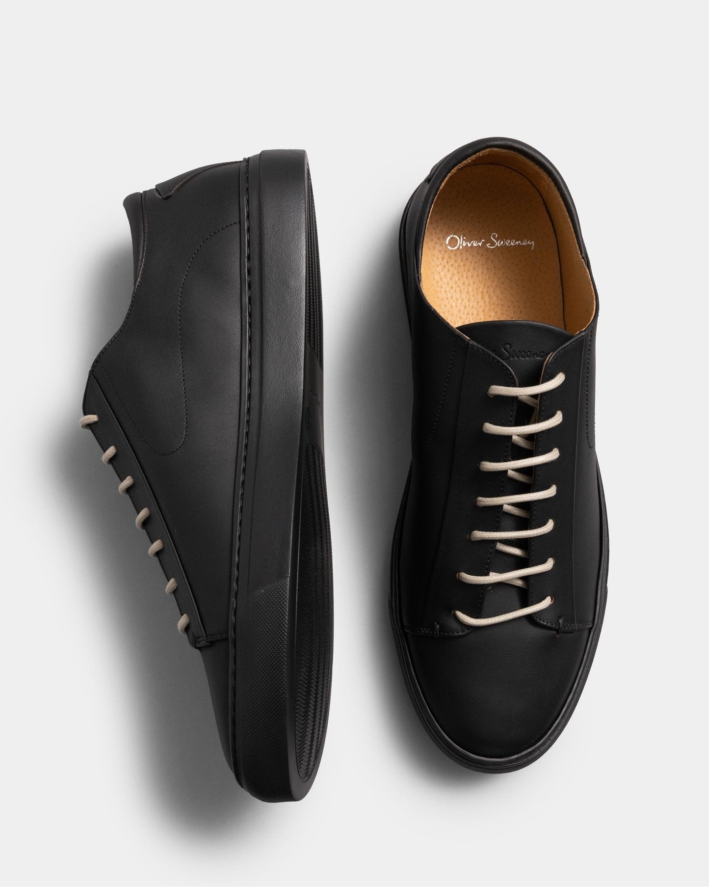 Oliver Sweeney Sirolo Mens Calf Leather Lightweight Trainers - Black