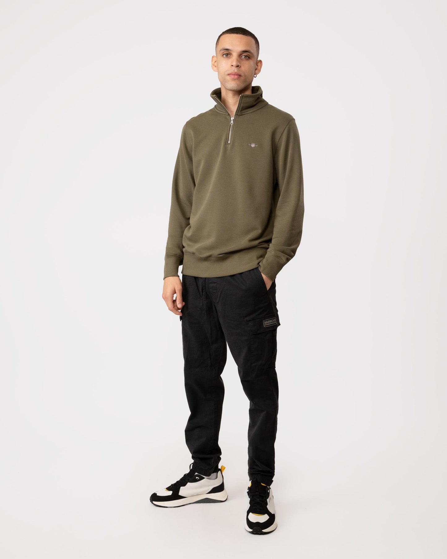 GANT Mens Regular Fit Shield Logo Half Zip Sweatshirt - 301 Racing Green