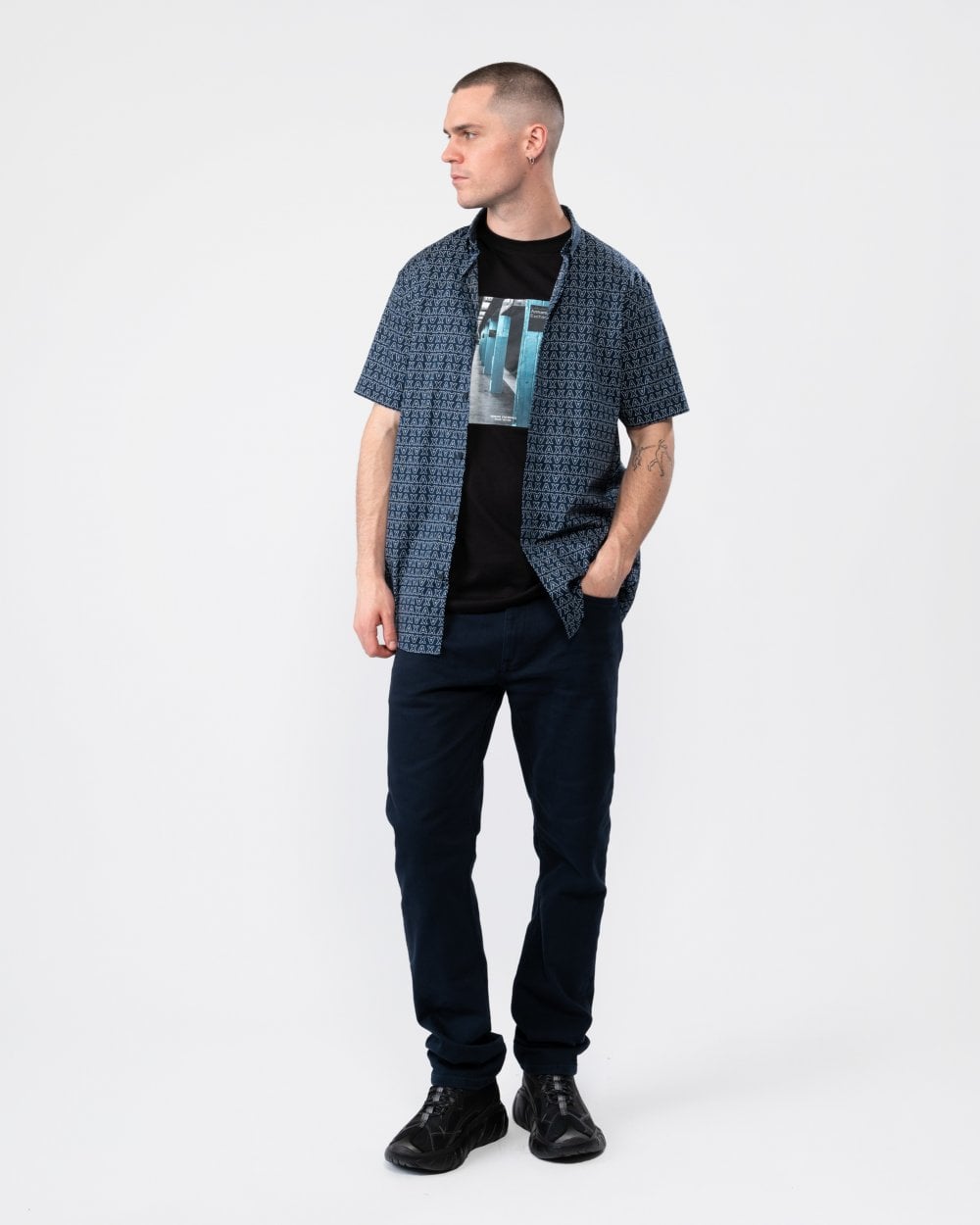 Armani Exchange Mens Short Sleeve AOP Shirt