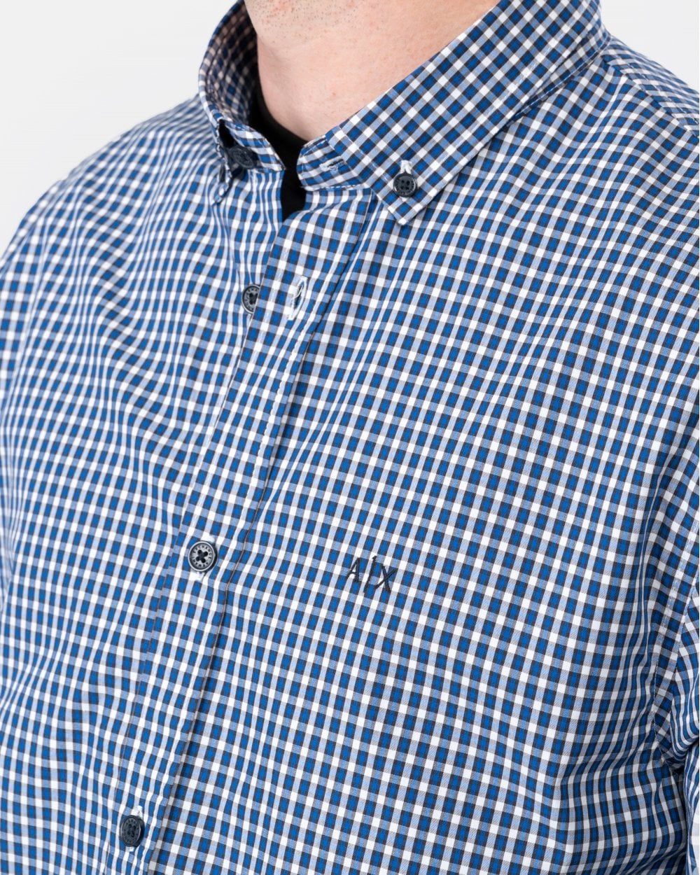 Armani Exchange Mens Long Sleeve Micro Check Shirt