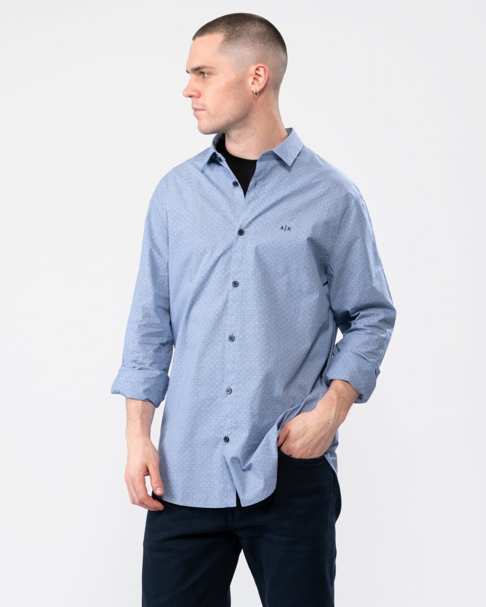Armani Exchange Mens Long Sleeve Dotted Shirt