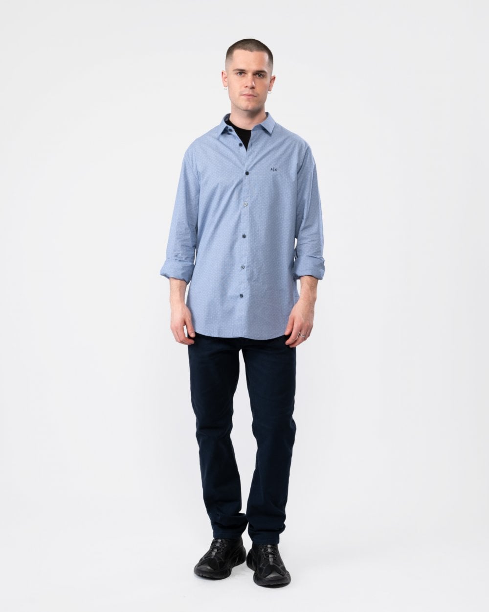 Armani Exchange Mens Long Sleeve Dotted Shirt