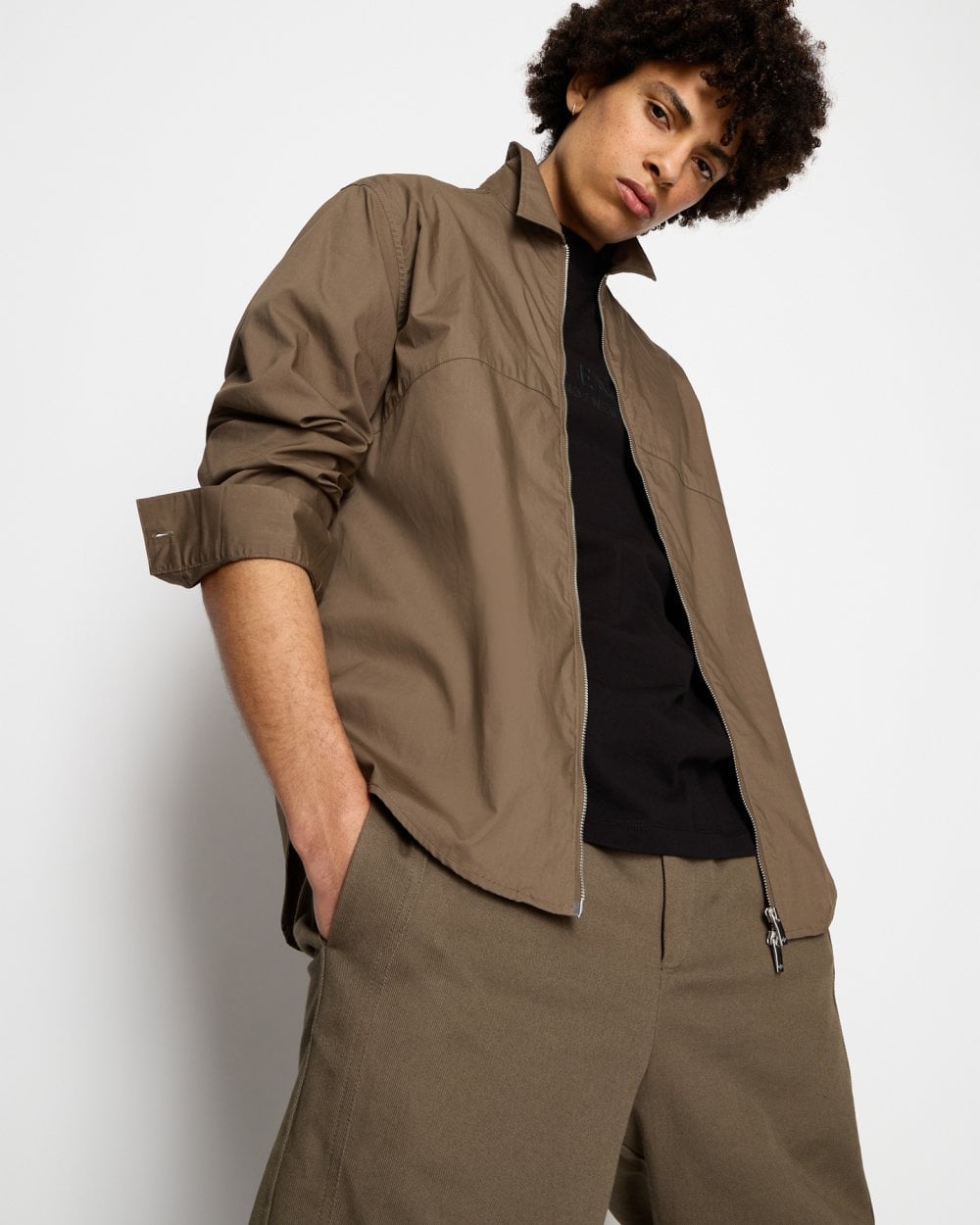 Armani Exchange Mens Zip Overshirt - Crocodile