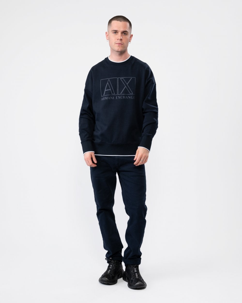 Armani Exchange Mens Large AX Outline Logo Sweatshirt