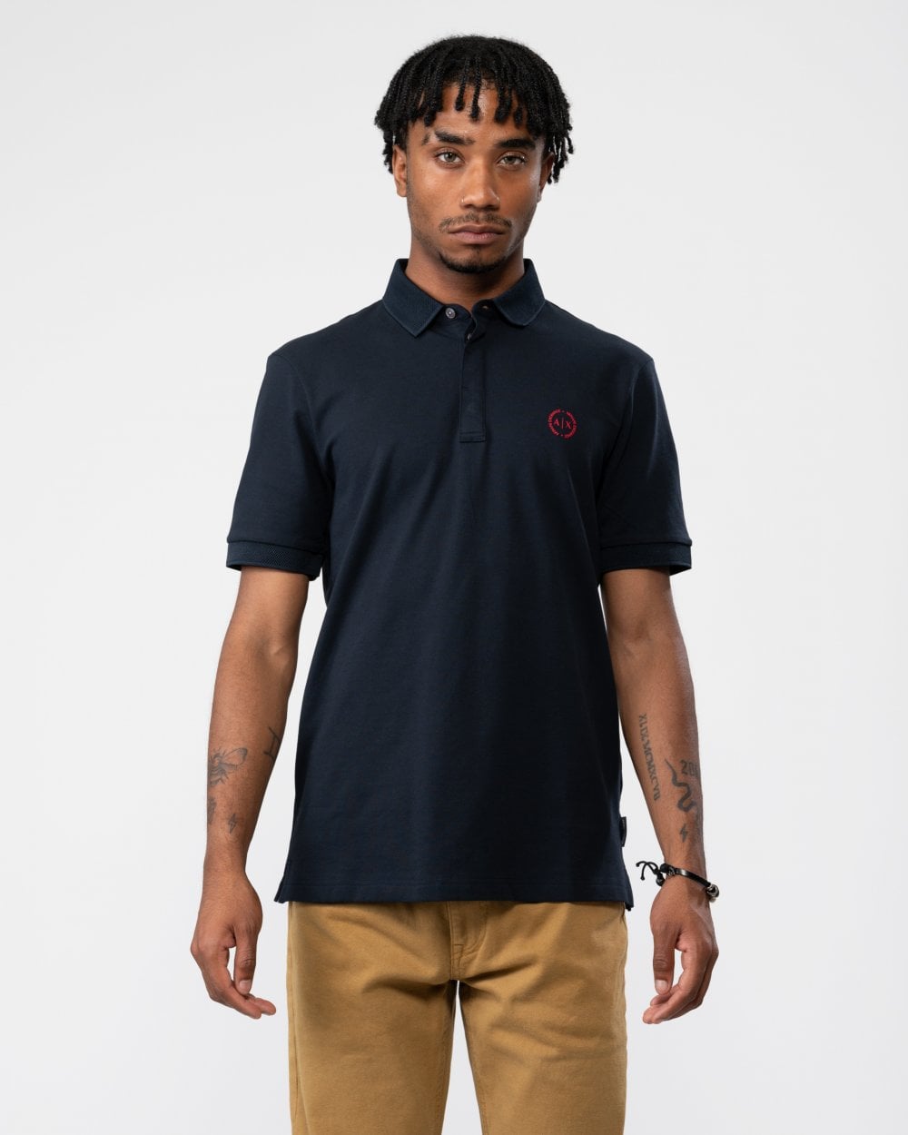 Armani Exchange Mens Short Sleeve Micro Logo Polo Shirt