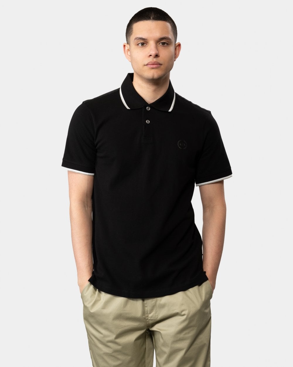 Armani Exchange Mens Small Logo Pique Polo Shirt