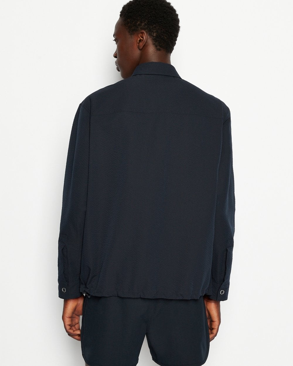 Armani Exchange Mens Boxy Nylon Seersucker Shirt