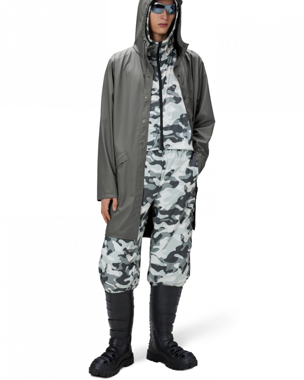 Rains Long Unisex Jacket - 13 Grey