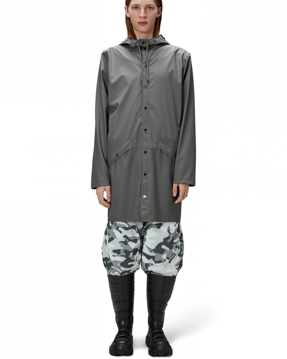 Rains Long Unisex Jacket - 13 Grey