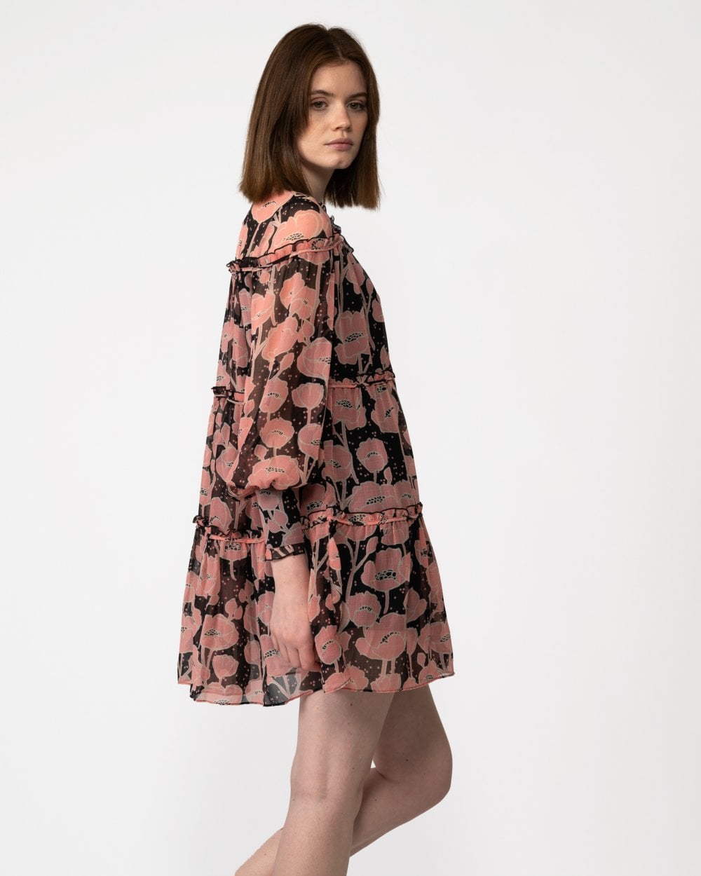Ted Baker Sandror Womens Swing Mini Dress With Ruffled Tiers