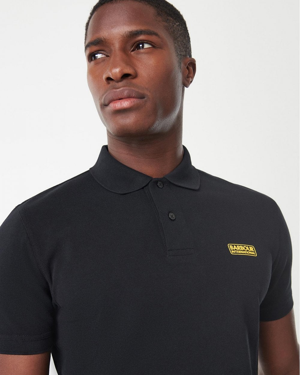 Barbour International Essential Short Sleeve Mens Polo - Black/Yellow