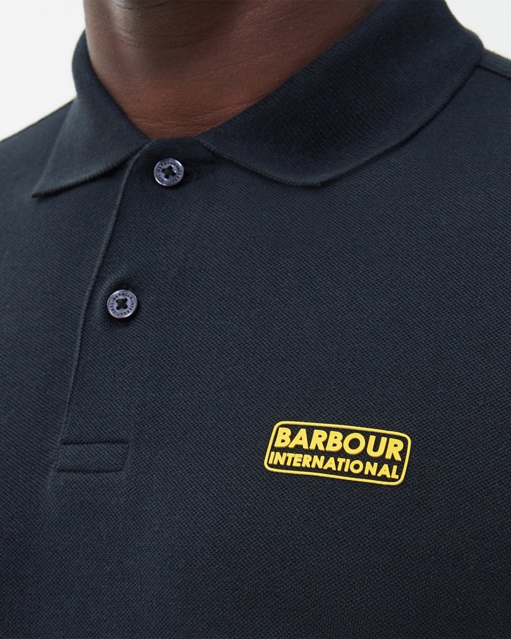 Barbour International Essential Mens Long Sleeve Polo - Black/Yellow