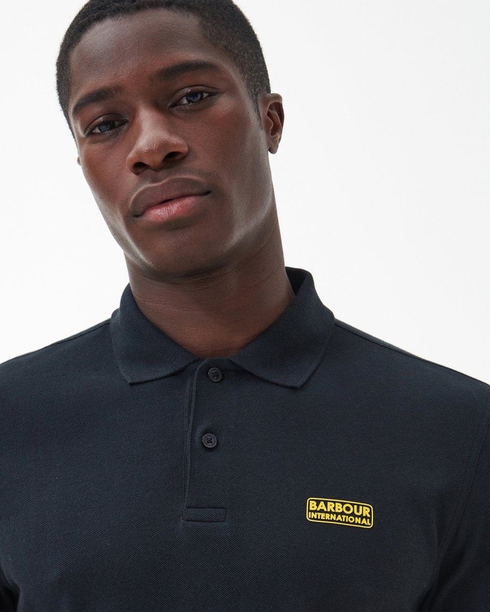 Barbour International Essential Mens Long Sleeve Polo - Black/Yellow