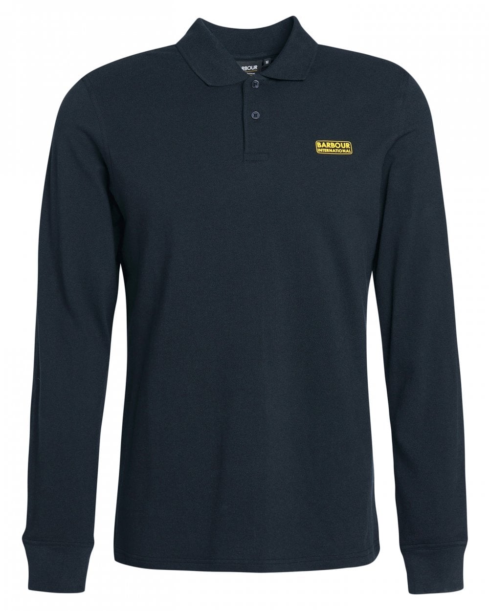 Barbour International Essential Mens Long Sleeve Polo - Black/Yellow