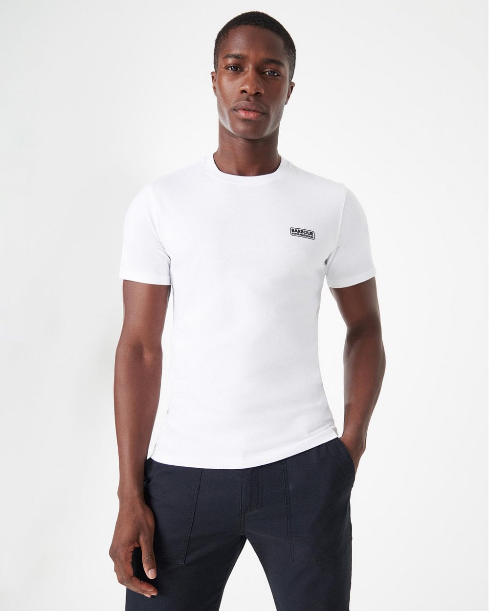 Barbour International Small Logo Mens T-Shirt - White/Black