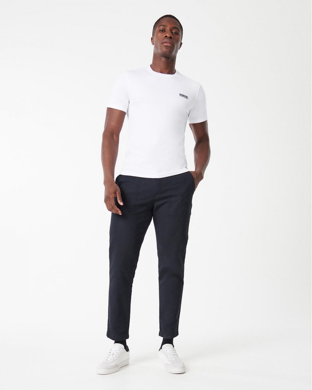 Barbour International Small Logo Mens T-Shirt - White/Black