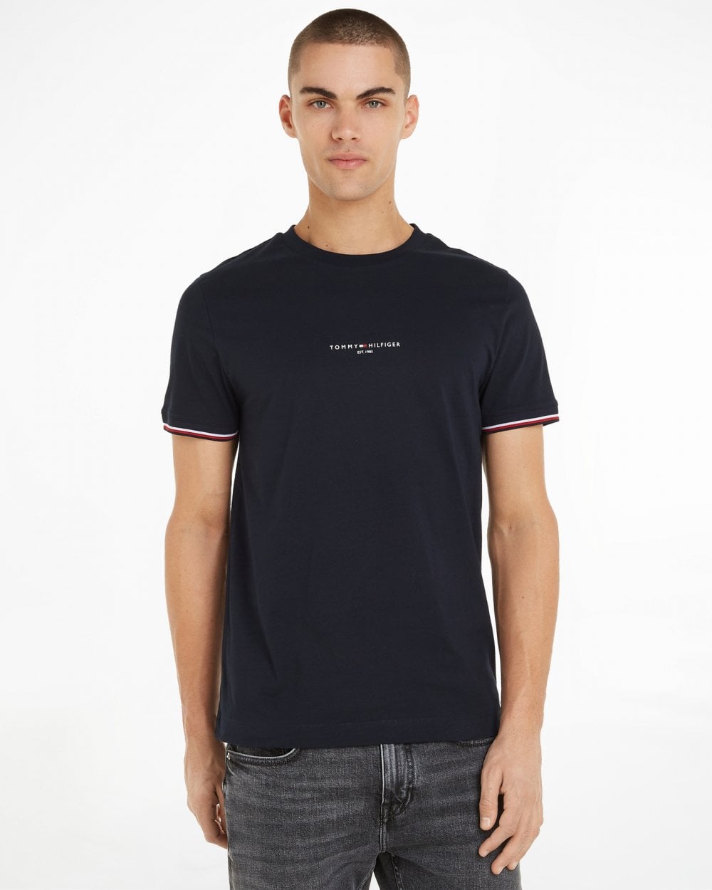 Tommy Hilfiger Tommy Logo Tipped Mens T-Shirt - Desert Sky