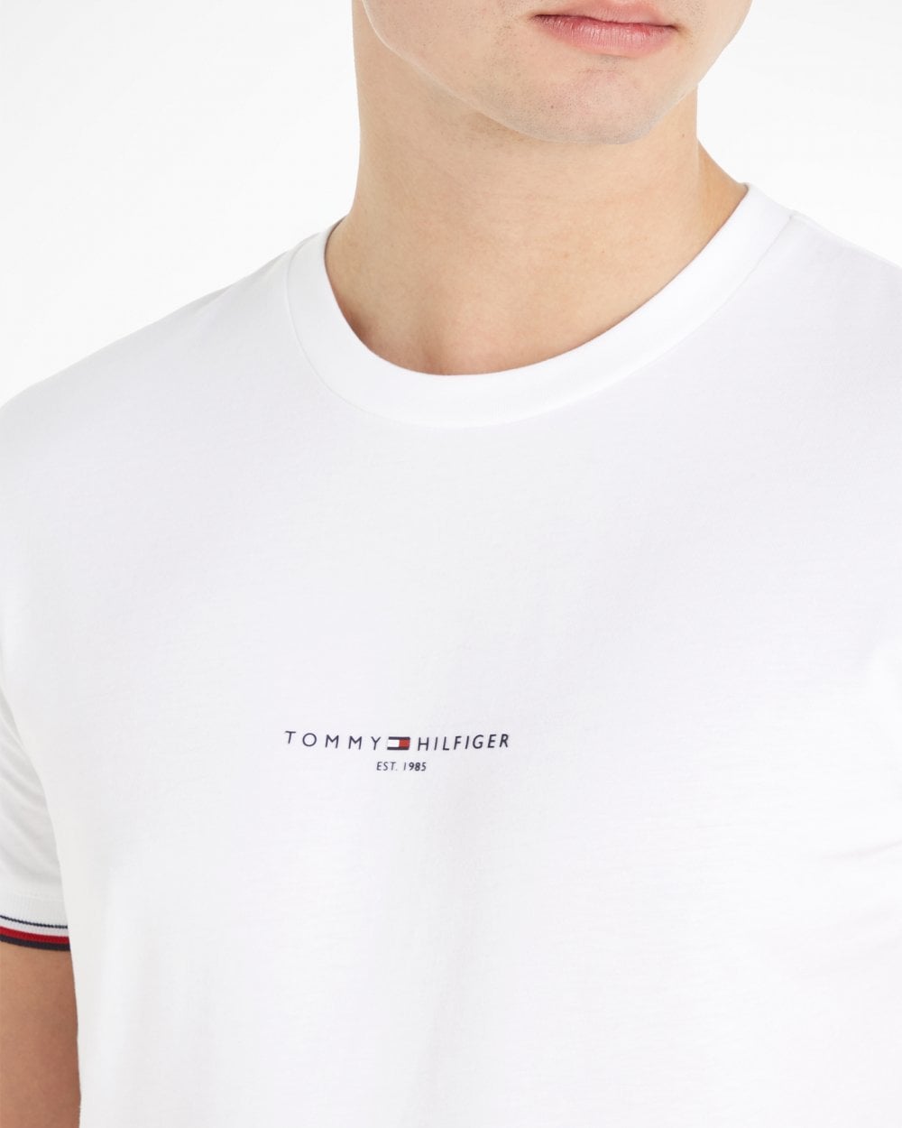 Tommy Hilfiger Tommy Logo Tipped Mens T-Shirt - White