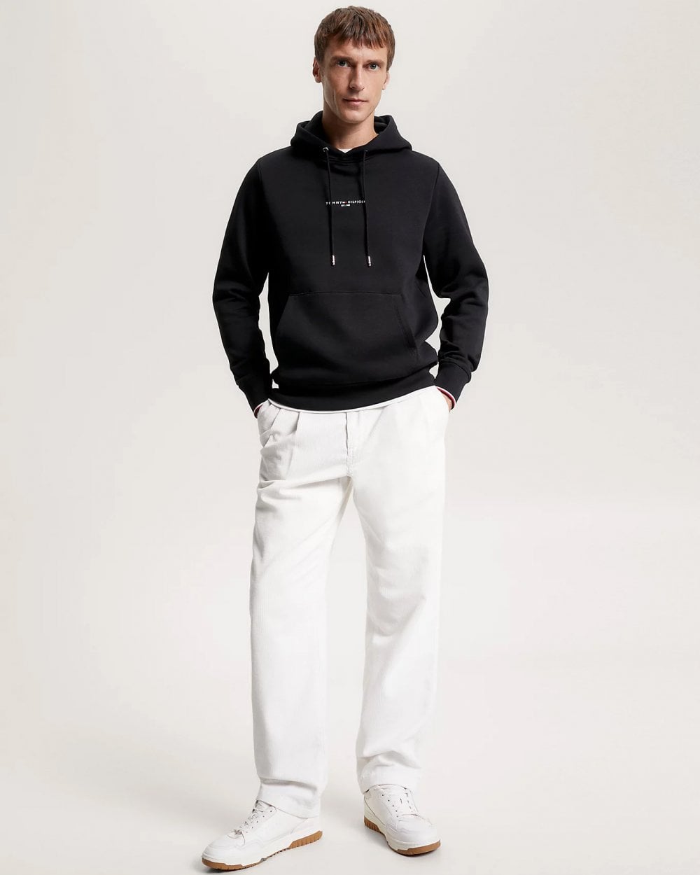 Tommy Hilfiger Tommy Logo Tipped Mens Hoodie - Black