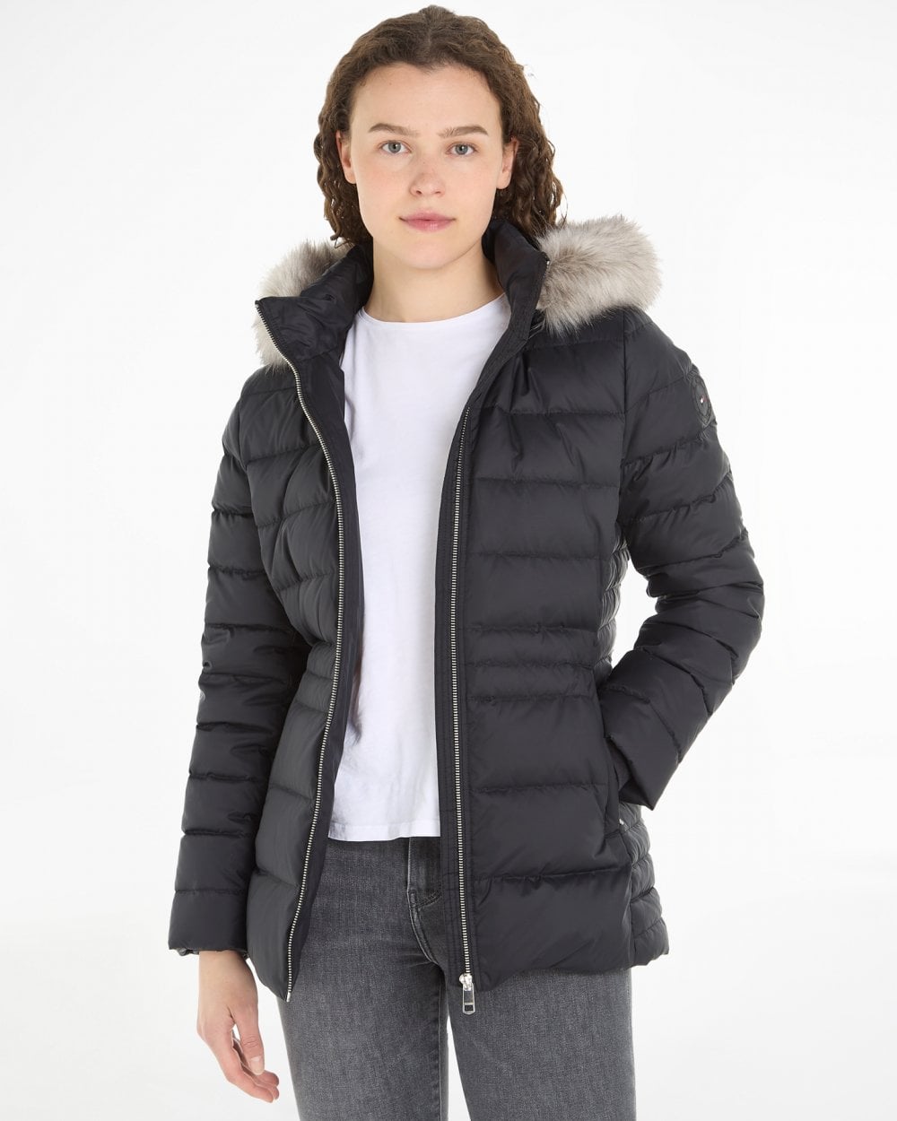 Tommy Hilfiger Tyra Faux Fur Womens Poly Down Jacket