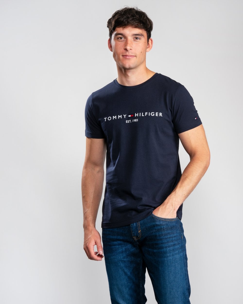Tommy Hilfiger Mens Core Tommy Logo Tee - Sky Captain