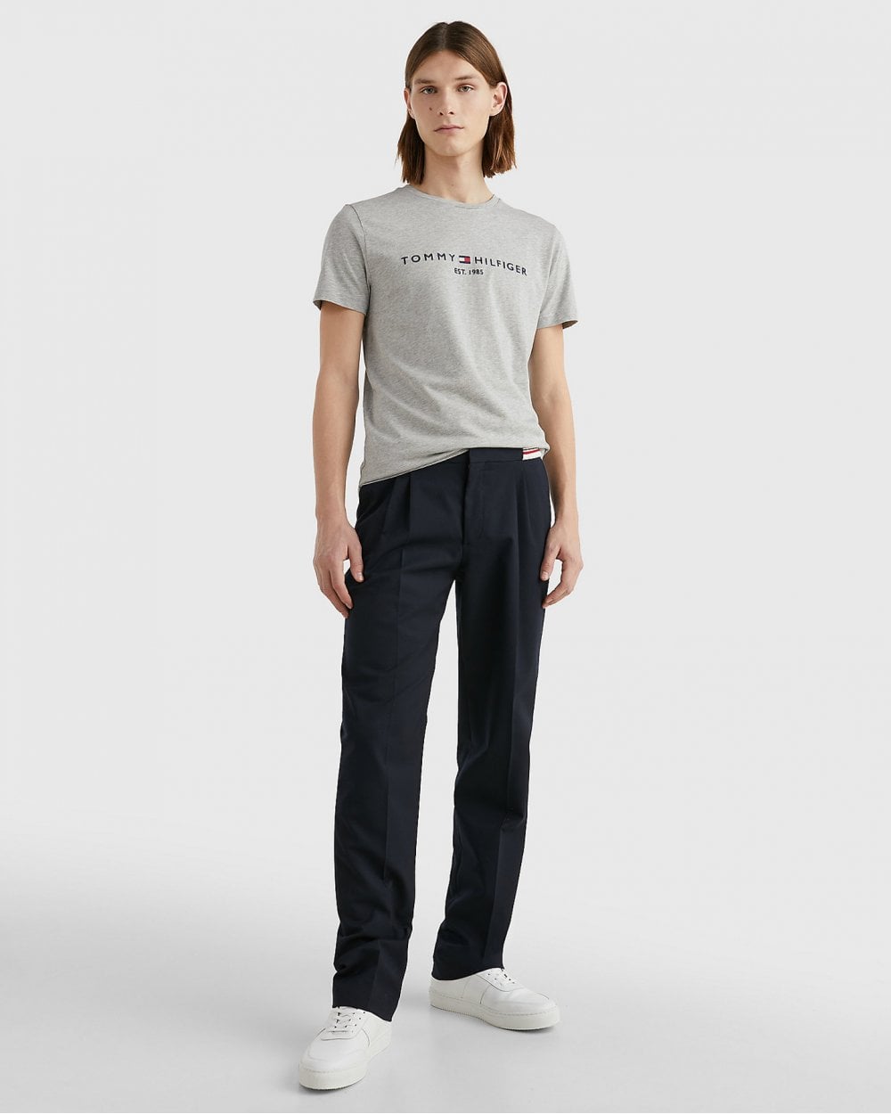 Tommy Hilfiger Mens Core Tommy Logo Tee - Cloud Heather