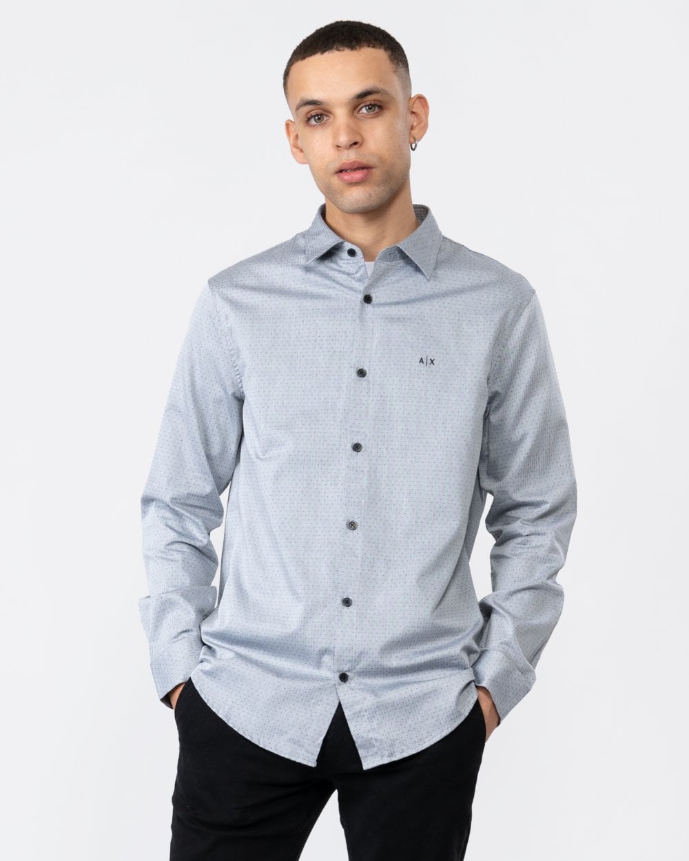 Armani Exchange Mens Long Sleeve Microdot Shirt