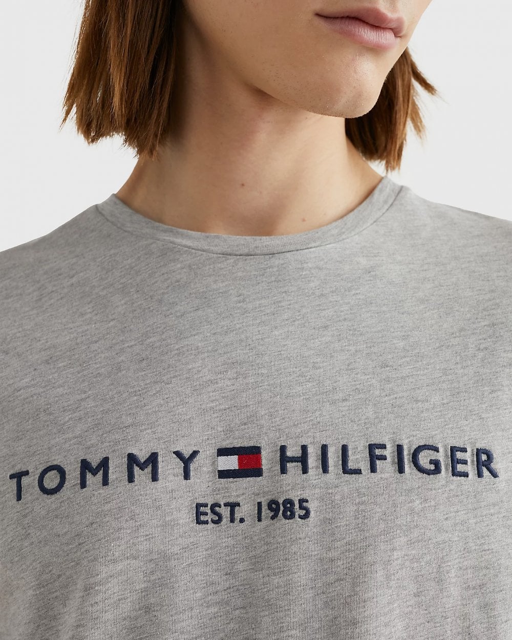 Tommy Hilfiger Mens Core Tommy Logo Tee - Cloud Heather
