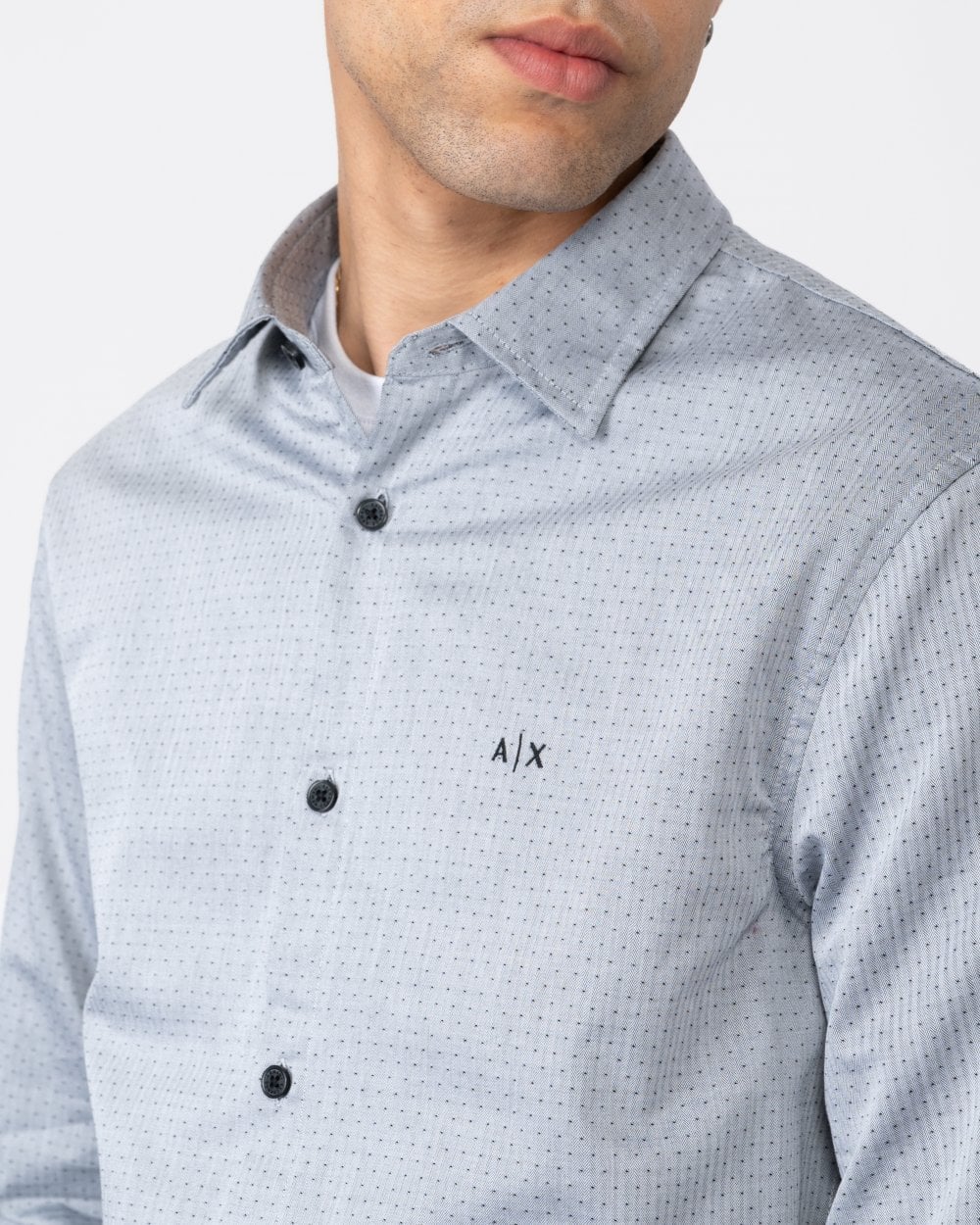 Armani Exchange Mens Long Sleeve Microdot Shirt
