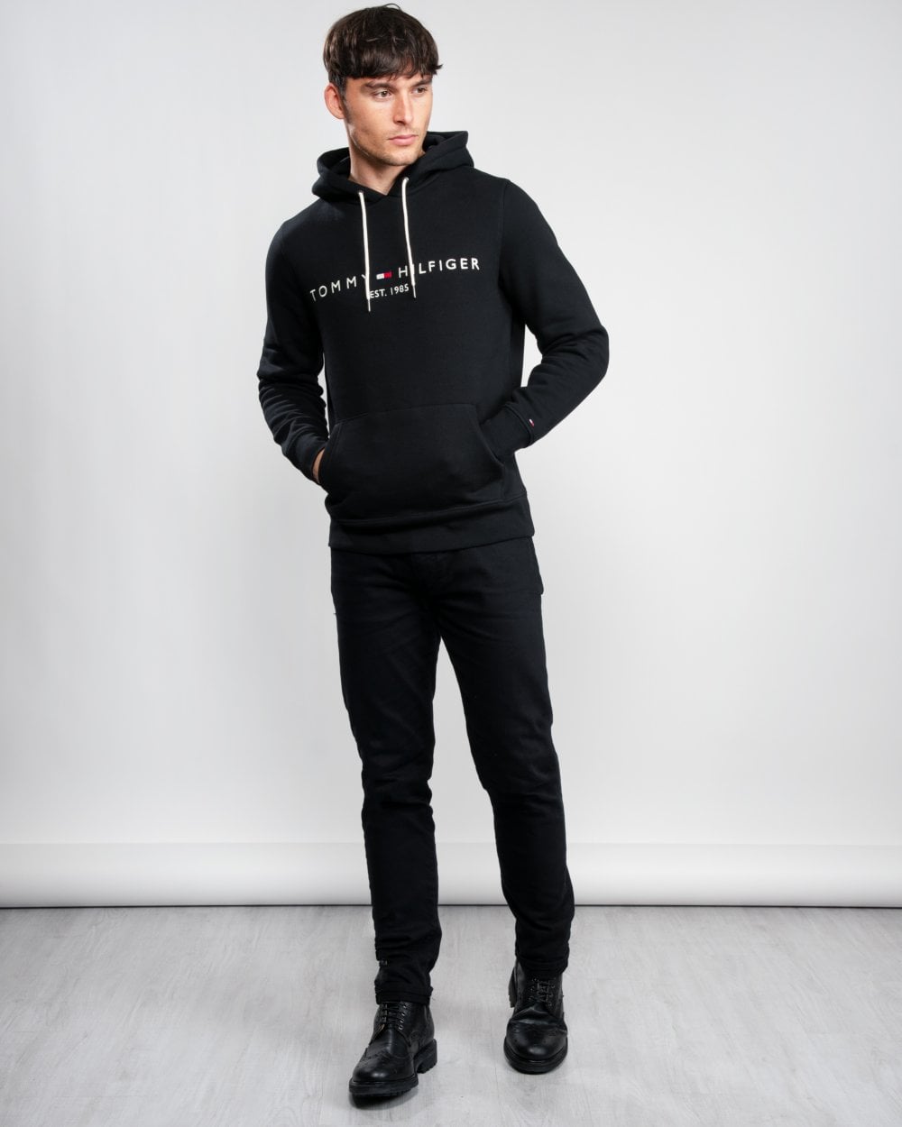 Tommy Hilfiger Mens Core Tommy Logo Hoodie - Jet Black