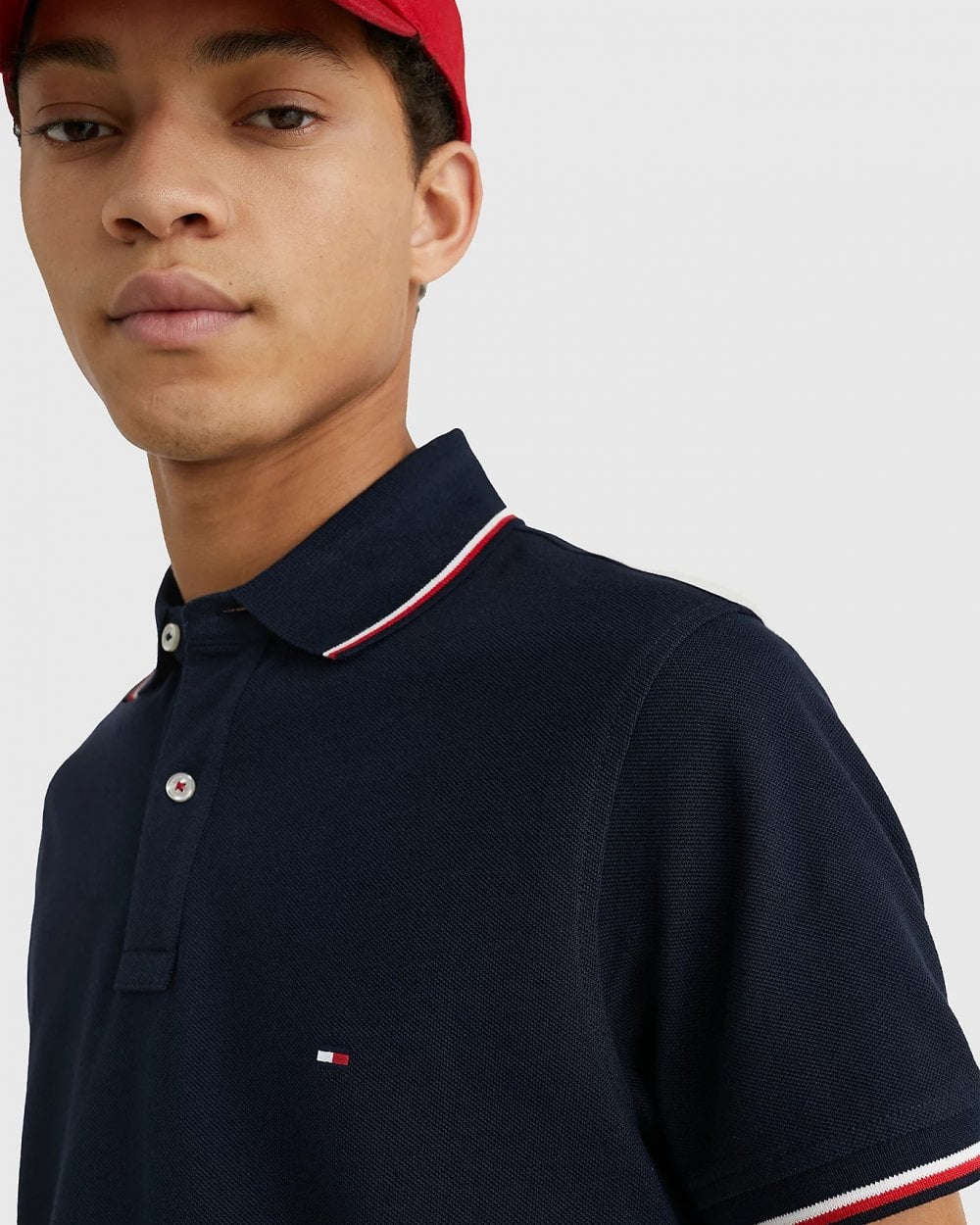 Tommy Hilfiger Slim Mens Tipped Polo - Desert Sky