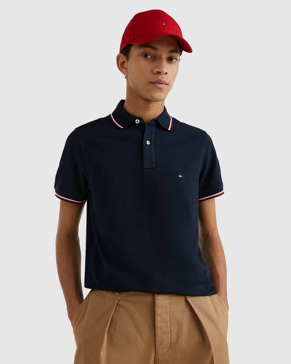 Tommy Hilfiger Slim Mens Tipped Polo - Desert Sky