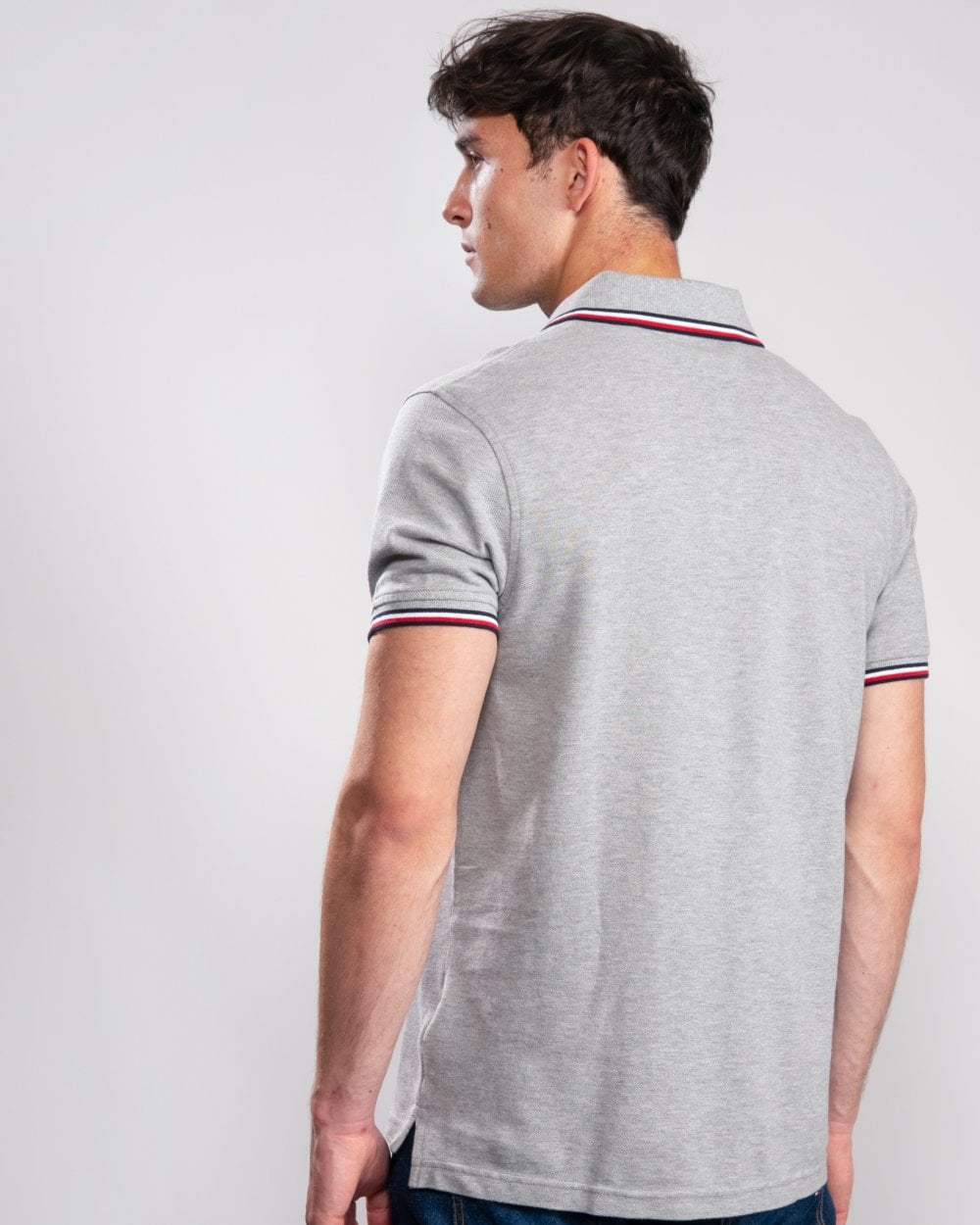 Tommy Hilfiger Slim Mens Tipped Polo - Medium Grey Heather