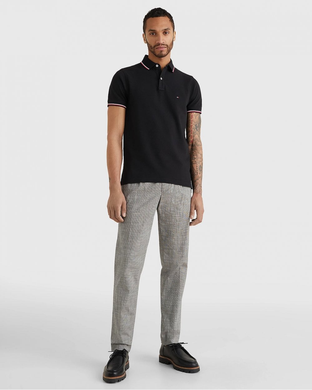 Tommy Hilfiger Slim Mens Tipped Polo - Black