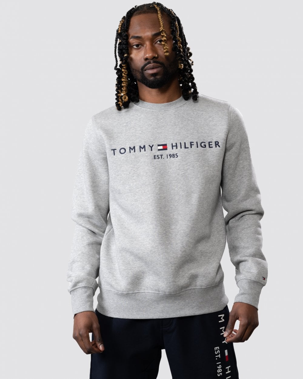 Tommy Hilfiger Tommy Logo Mens Sweatshirt - Light Grey Heather