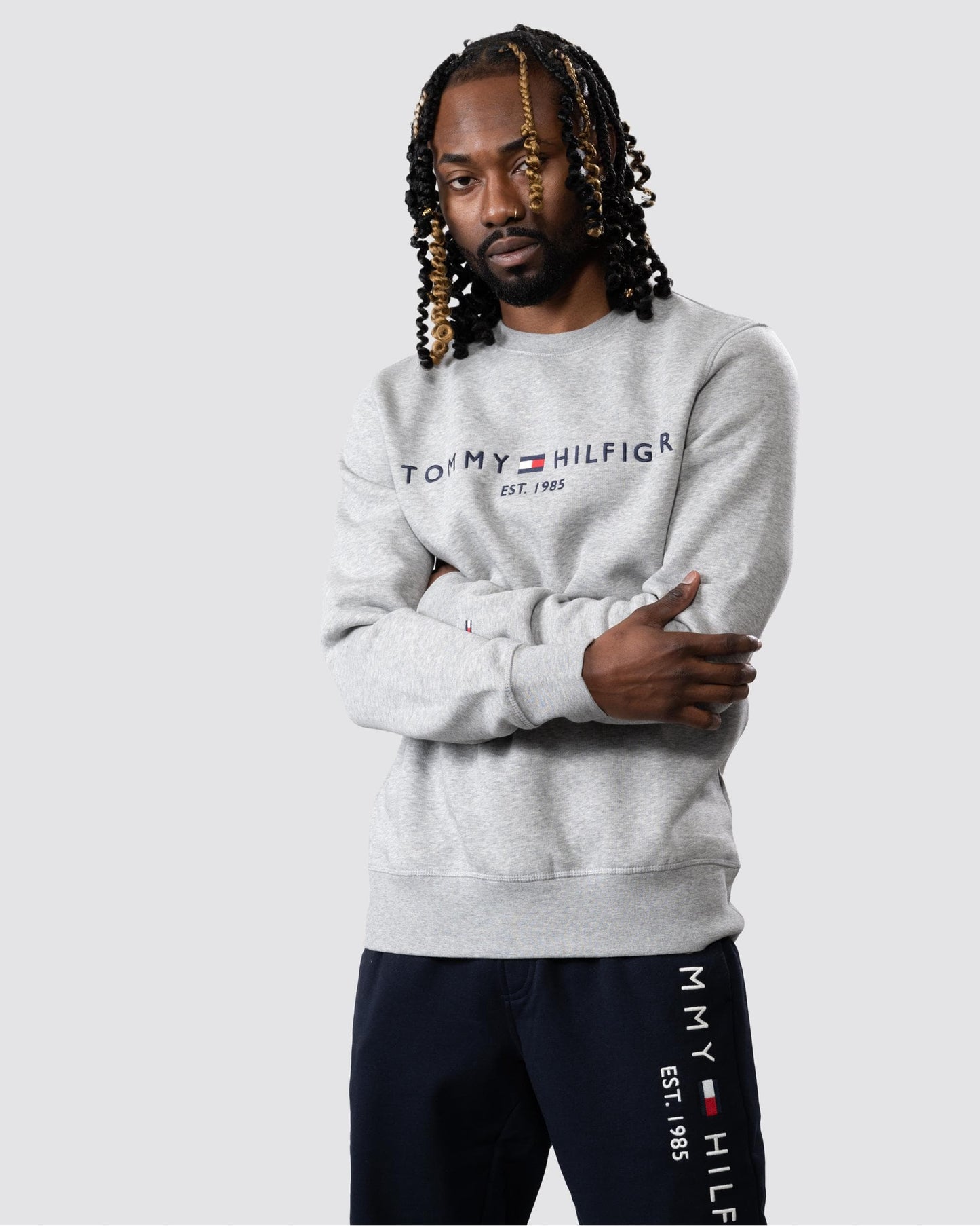 Tommy Hilfiger Tommy Logo Mens Sweatshirt - Light Grey Heather