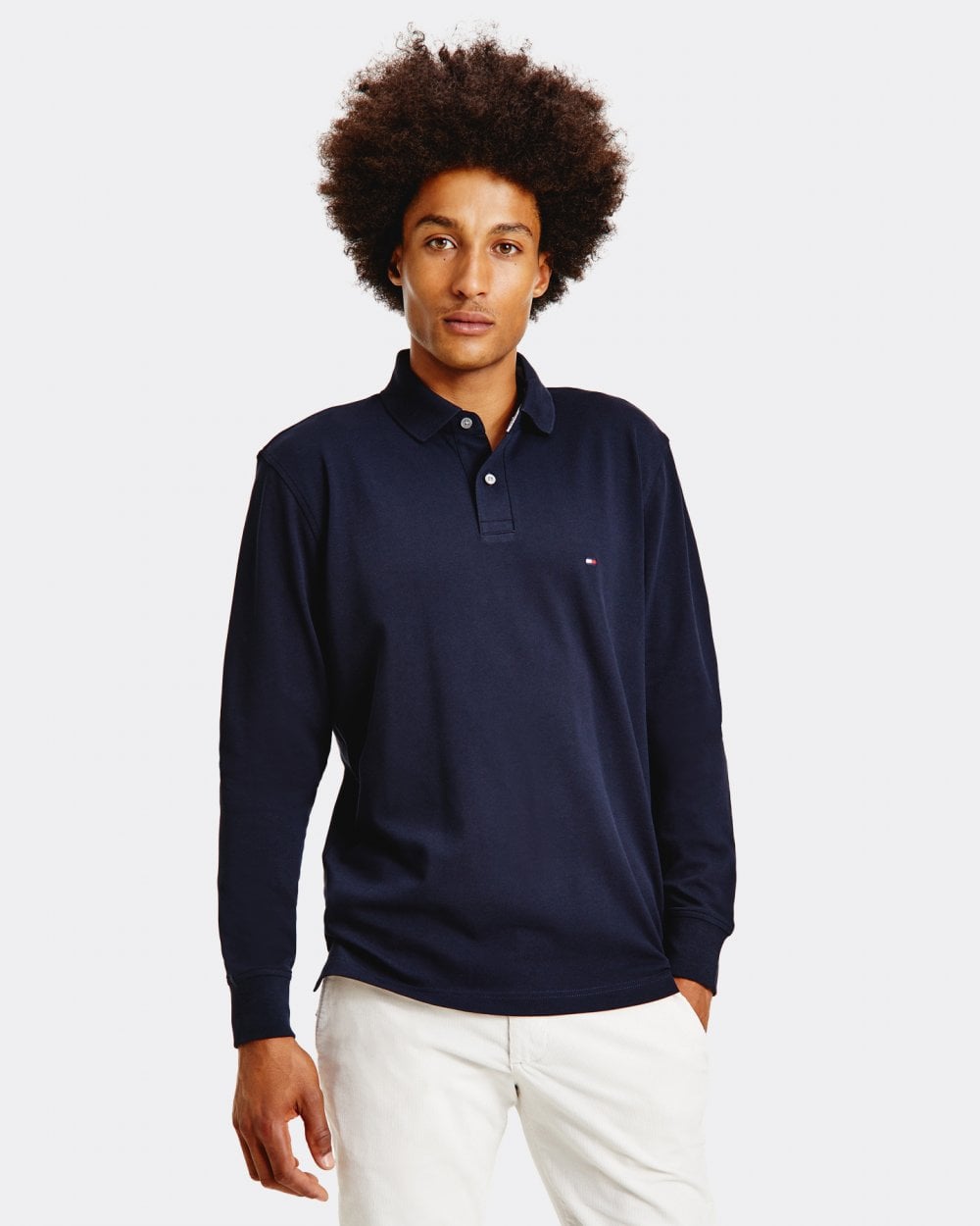 Tommy Hilfiger 1985 Regular Long Sleeve Mens Polo Shirt - Desert Sky