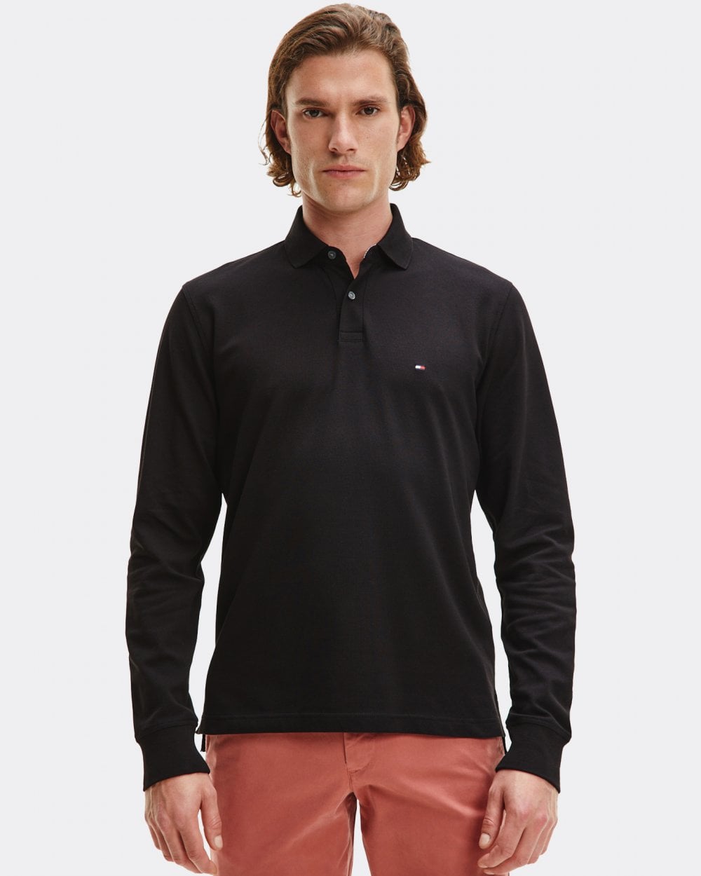 Tommy Hilfiger 1985 Regular Long Sleeve Mens Polo Shirt - Black