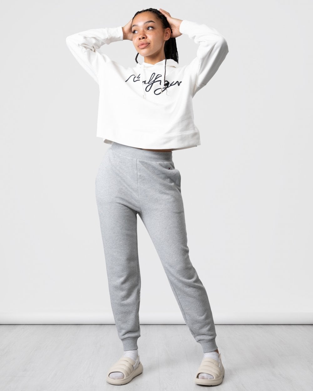 Tommy Hilfiger Relaxed Long Womens Sweatpants - Light Grey Heather