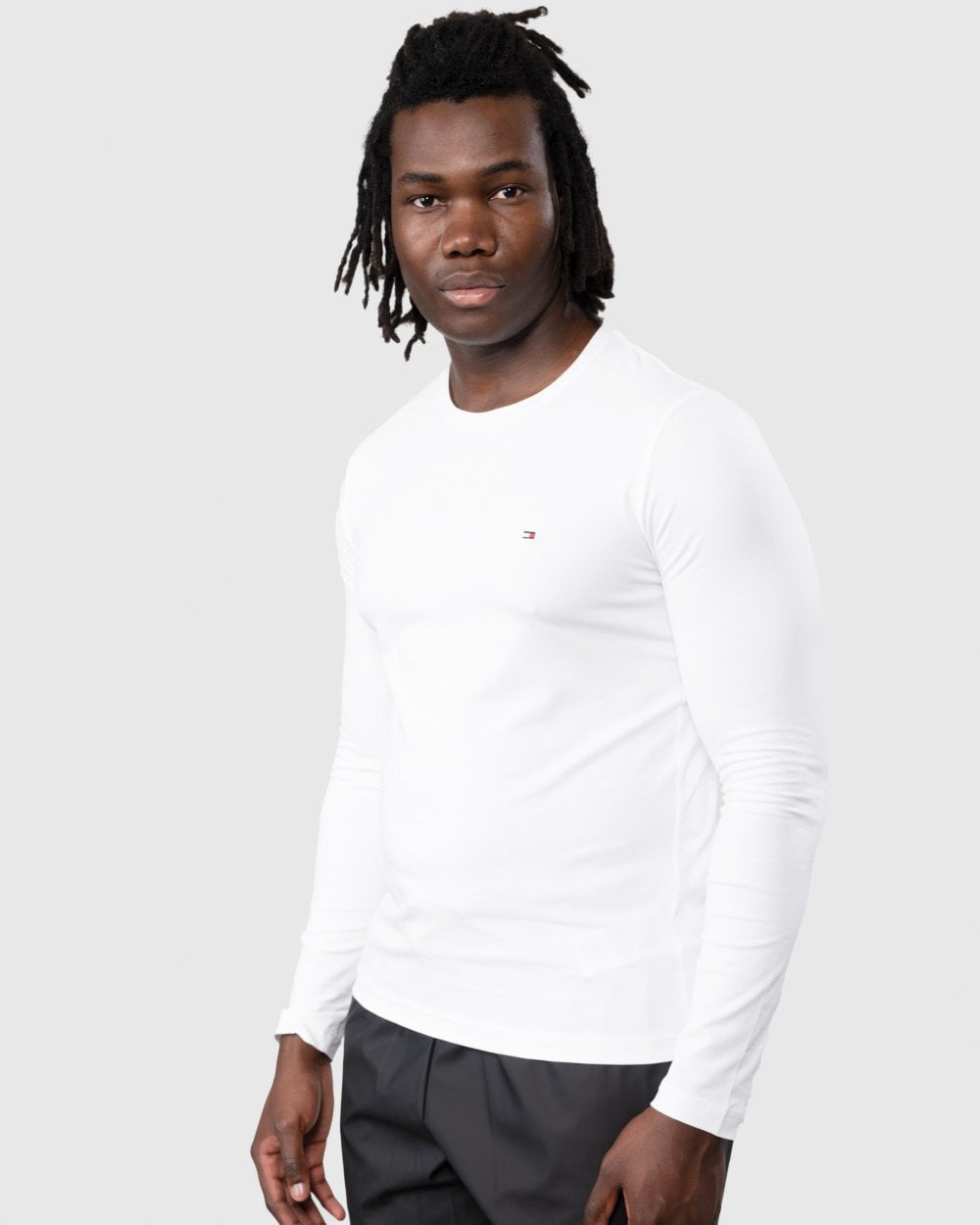 Tommy Hilfiger Stretch Slim Fit Mens Long Sleeve T-Shirt - White