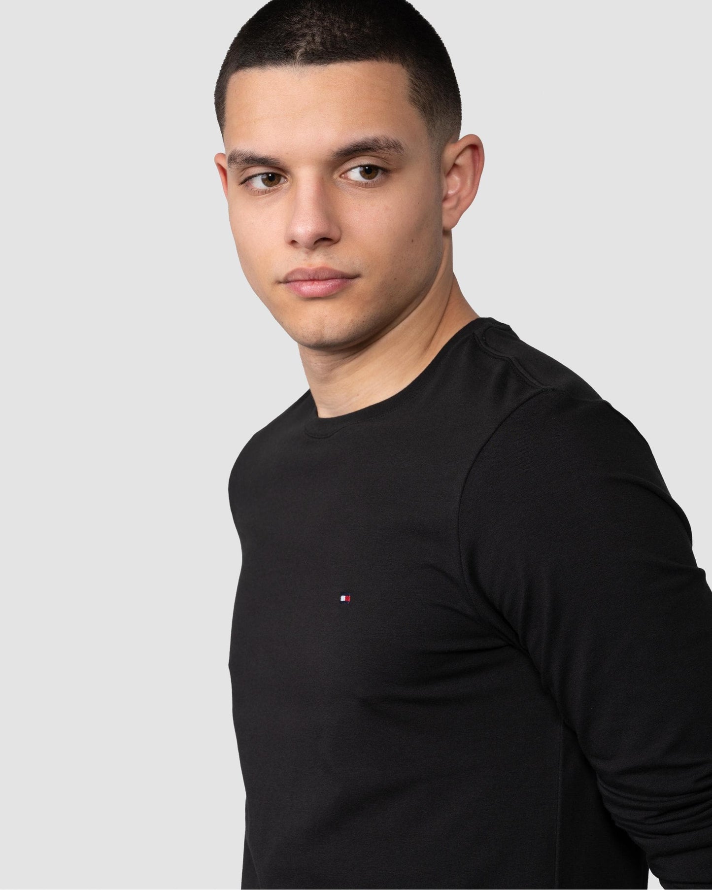 Tommy Hilfiger Stretch Slim Fit Mens Long Sleeve T-Shirt - Black