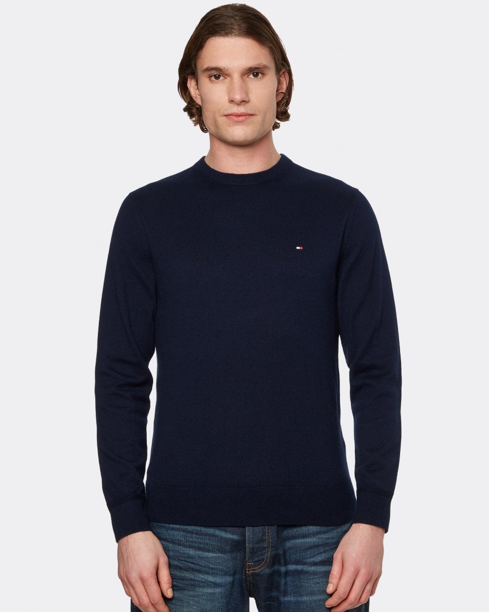 Tommy Hilfiger Organic Cotton Cashmere Mens Crew Sweater - Desert Sky