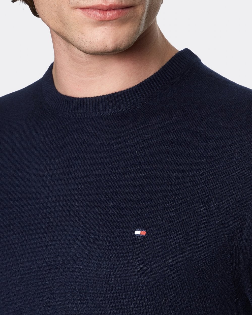 Tommy Hilfiger Organic Cotton Cashmere Mens Crew Sweater - Desert Sky