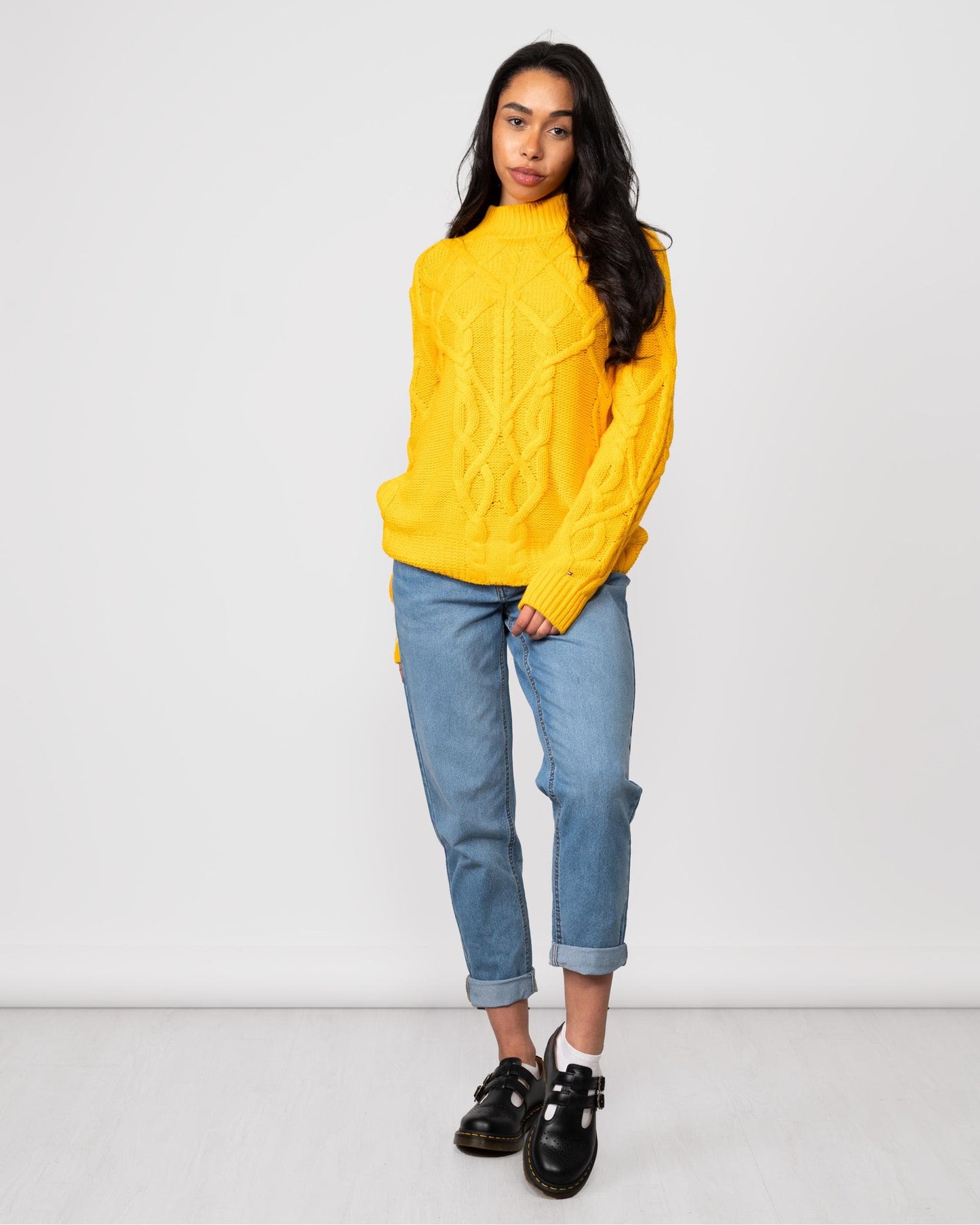 Tommy Hilfiger Relaxed Cable Womens Mockneck Jumper
