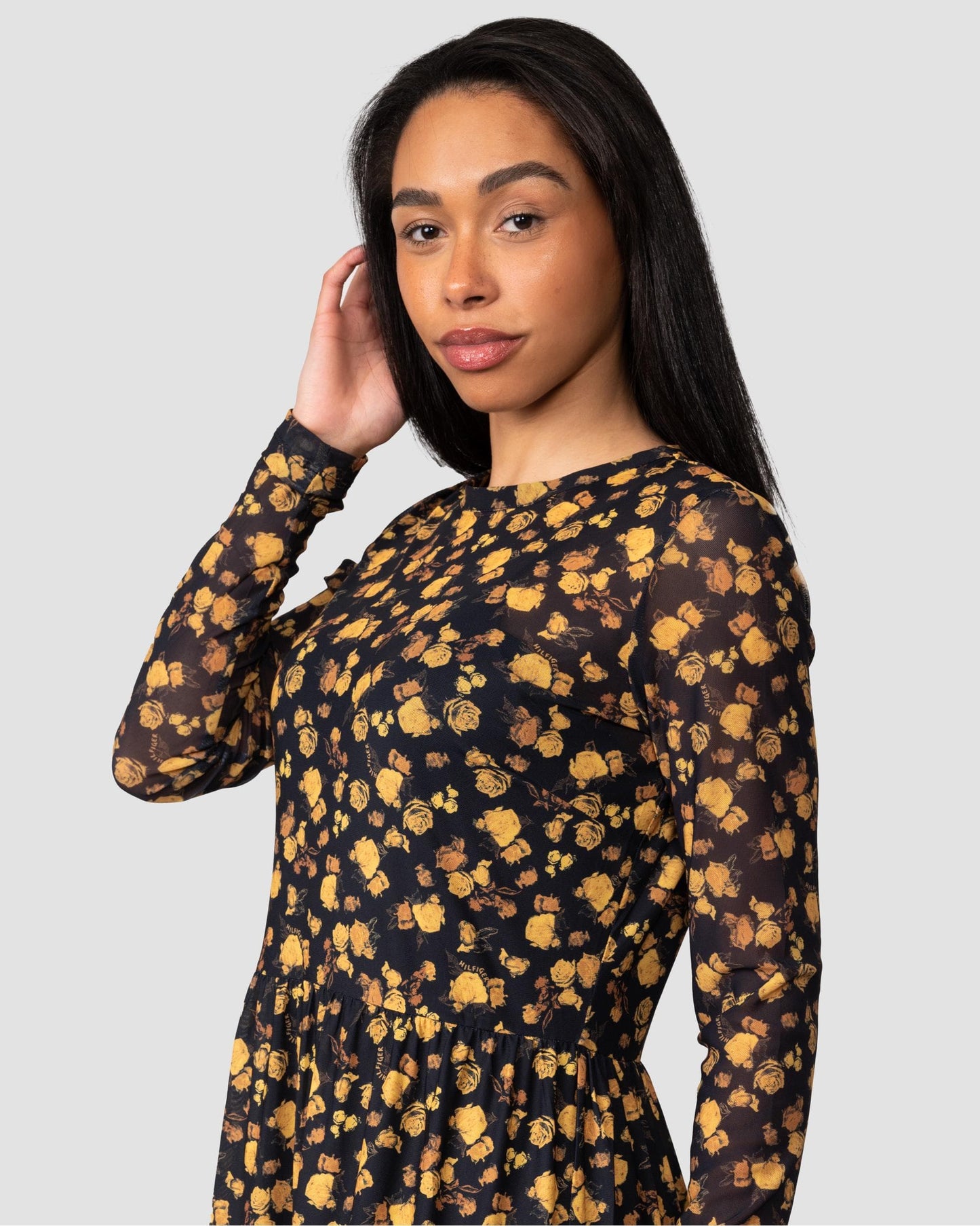 Tommy Hilfiger Mesh Rose Womens Midi Slim Fit Dress