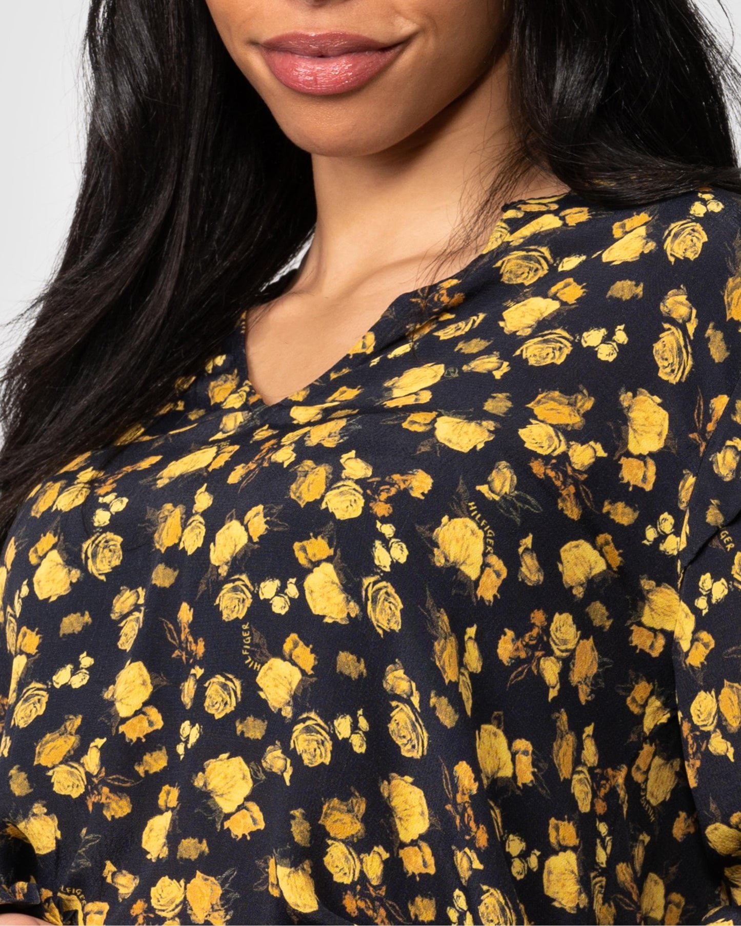 Tommy Hilfiger Moss Crepe Rose Womens Blouse