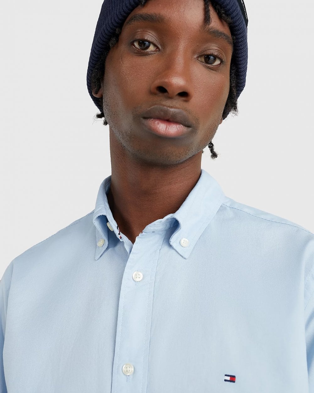 Tommy Hilfiger Core Flex Mens Long Sleeve Poplin Shirt - Calm Blue