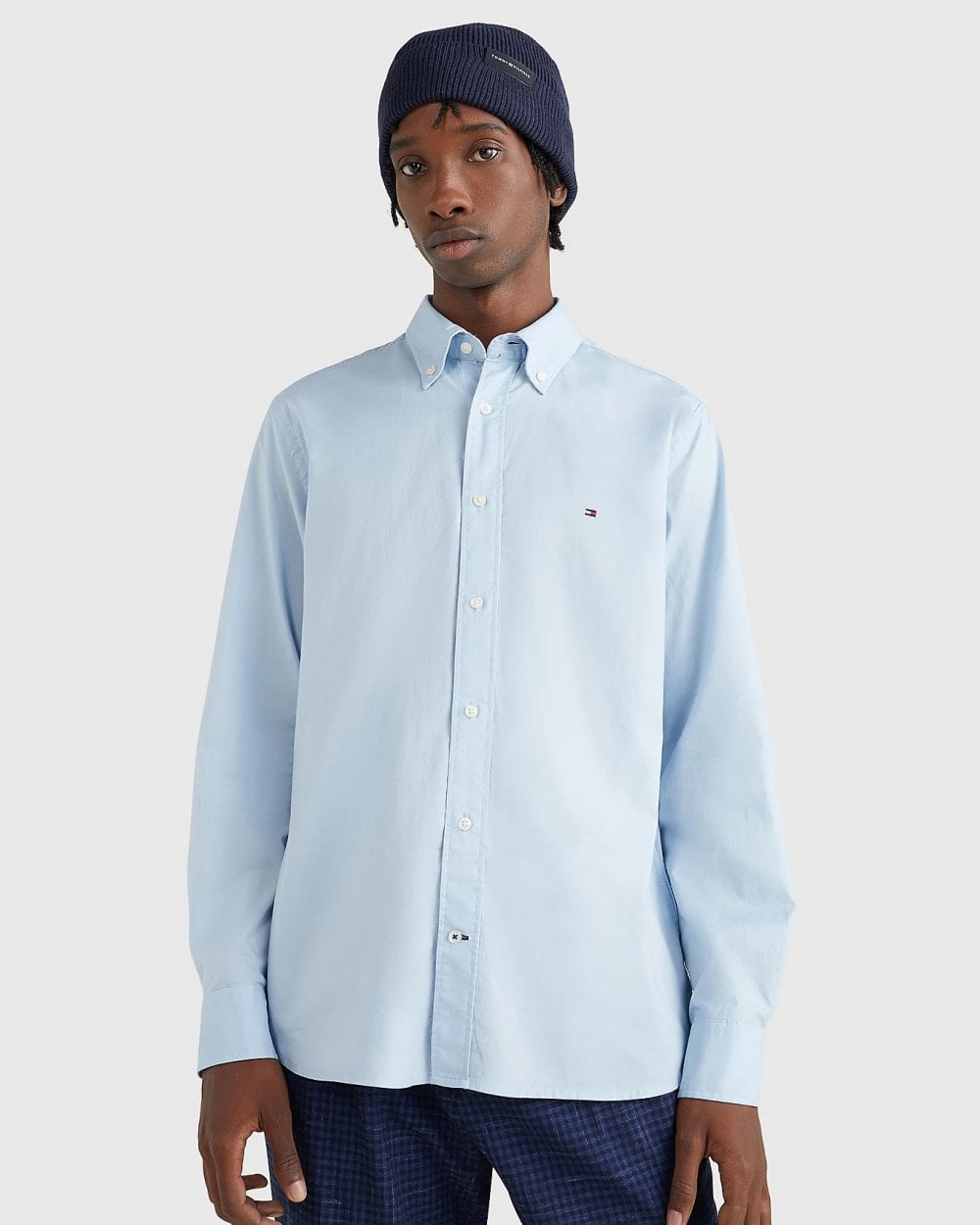 Tommy Hilfiger Core Flex Mens Long Sleeve Poplin Shirt - Calm Blue
