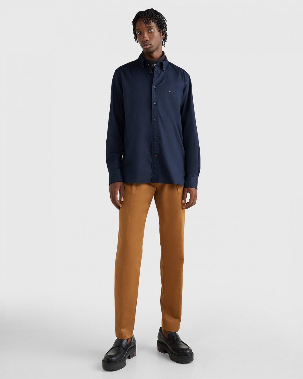 Tommy Hilfiger Core Flex Mens Long Sleeve Poplin Shirt - Desert Sky